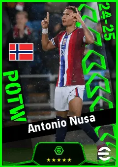 Antonio Nusa eFootball 2026 player card, 93 OVR LWF
