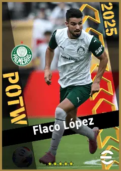 Flaco López eFootball 2026 player card, 92 OVR CF