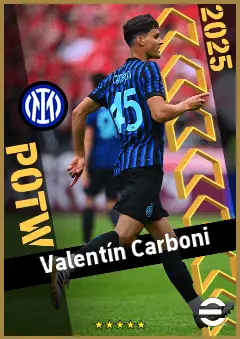 Valentín Carboni eFootball 2026 player card, 91 OVR AMF