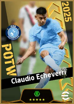 Claudio Echeverri eFootball 2026 player card, 93 OVR LWF