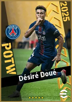 Désiré Doué eFootball 2026 player card, 95 OVR CF