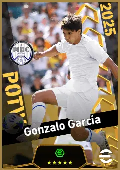 Gonzalo García eFootball 2026 player card, 92 OVR CF