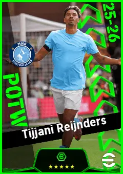Tijjani Reijnders eFootball 2026 player card, 95 OVR CMF