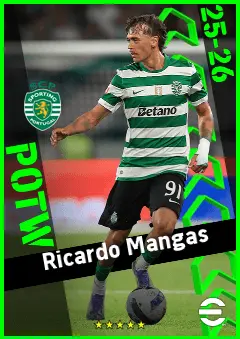 Ricardo Mangas eFootball 2026 player card, 92 OVR LB
