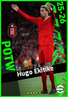 Hugo Ekitiké eFootball 2026 player card, 95 OVR CF