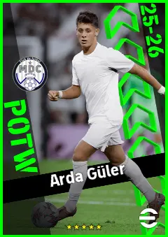 Arda Güler eFootball 2026 player card, 96 OVR AMF