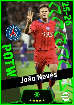 João Neves eFootball 2026 player card, 95 OVR CMF