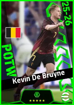 Kevin De Bruyne eFootball 2026 player card, 95 OVR AMF