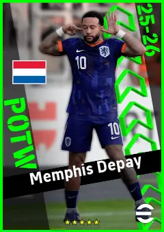 Memphis Depay eFootball 2026 player card, 94 OVR CF