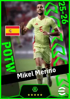 Mikel Merino eFootball 2026 player card, 94 OVR CMF