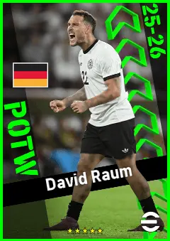 David Raum eFootball 2026 player card, 93 OVR LMF