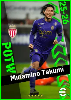 Minamino Takumi eFootball 2026 player card, 93 OVR LMF