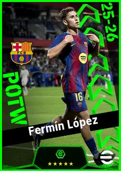 Fermín López eFootball 2026 player card, 94 OVR AMF