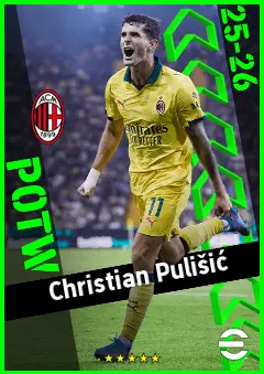 Christian Pulišić eFootball 2026 player card, 96 OVR CF