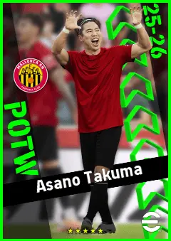 Asano Takuma eFootball 2026 player card, 92 OVR LMF