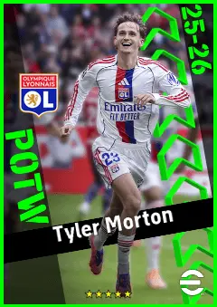 Tyler Morton eFootball 2026 player card, 92 OVR CMF