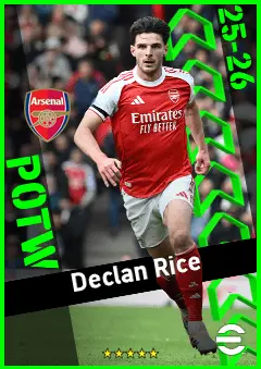 Declan Rice eFootball 2026 player card, 96 OVR CMF