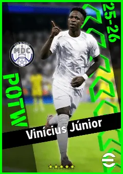 Vinícius Júnior eFootball 2026 player card, 97 OVR LWF