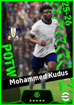 Mohammed Kudus eFootball 2026 player card, 95 OVR RMF