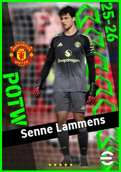 Senne Lammens eFootball 2026 player card, 92 OVR GK