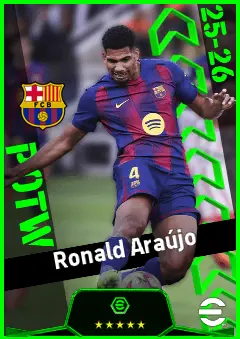 Ronald Araújo eFootball 2026 player card, 95 OVR CF