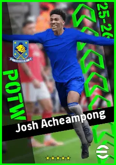 Josh Acheampong eFootball 2026 player card, 92 OVR CB