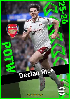 Declan Rice eFootball 2026 player card, 96 OVR CMF