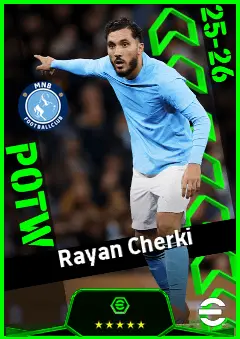 Rayan Cherki eFootball 2026 player card, 94 OVR AMF