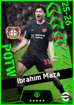 Ibrahim Maza eFootball 2026 player card, 92 OVR CMF