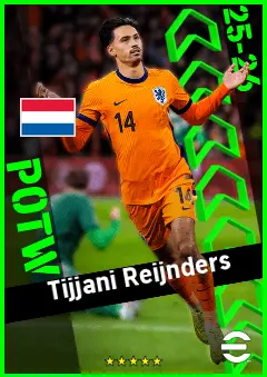Tijjani Reijnders eFootball 2026 player card, 95 OVR CMF