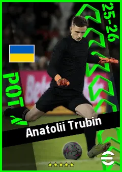 Anatolii Trubin eFootball 2026 player card, 94 OVR GK