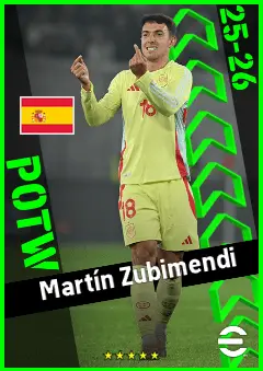 Martín Zubimendi eFootball 2026 player card, 95 OVR DMF
