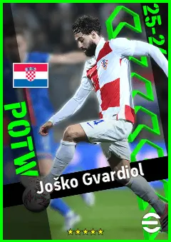 Joško Gvardiol eFootball 2026 player card, 95 OVR CB