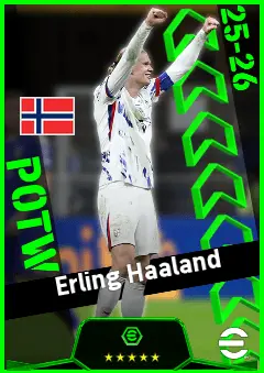Erling Haaland eFootball 2026 player card, 97 OVR CF