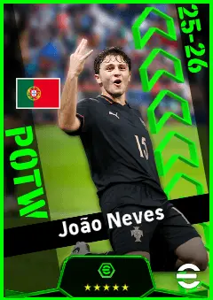 João Neves eFootball 2026 player card, 95 OVR CMF