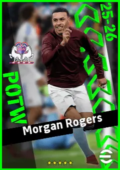 Morgan Rogers eFootball 2026 player card, 96 OVR CF
