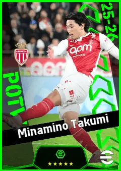 Minamino Takumi eFootball 2026 player card, 93 OVR AMF