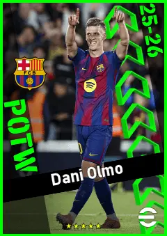 Dani Olmo eFootball 2026 player card, 95 OVR AMF