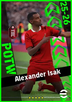 Alexander Isak eFootball 2026 player card, 96 OVR CF
