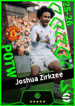 Joshua Zirkzee eFootball 2026 player card, 93 OVR CF
