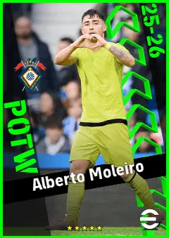 Alberto Moleiro eFootball 2026 player card, 93 OVR LMF