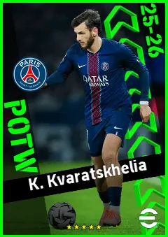 K. Kvaratskhelia eFootball 2026 player card, 96 OVR LWF