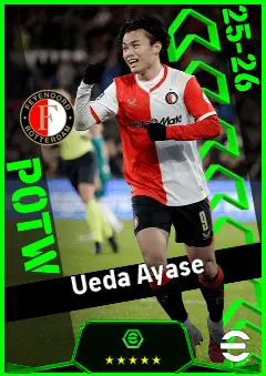 Ueda Ayase eFootball 2026 player card, 92 OVR CF
