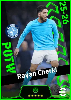 Rayan Cherki eFootball 2026 player card, 94 OVR AMF