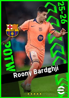 Roony Bardghji eFootball 2026 player card, 92 OVR RMF