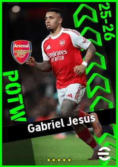 Gabriel Jesus eFootball 2026 player card, 93 OVR CF