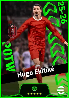 Hugo Ekitiké eFootball 2026 player card, 95 OVR CF