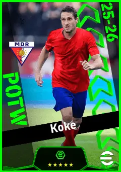 Koke eFootball 2026 player card, 93 OVR DMF