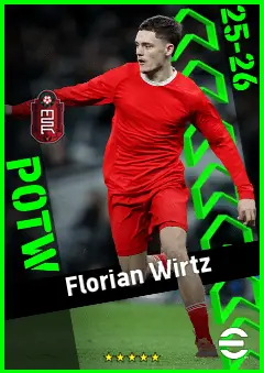 Florian Wirtz eFootball 2026 player card, 96 OVR LMF