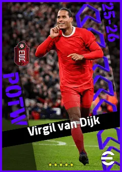 Virgil van Dijk eFootball 2026 player card, 96 OVR CB